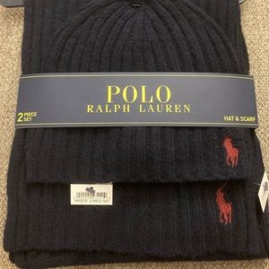 Polo Ralph Lauren Men's 2 Piece Knit Hat Scarf Set